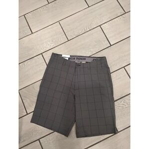 NWT PGATOUR Mens‎ Performance Grid Golf Shorts Sz 34 Stretch  Waistband Gray